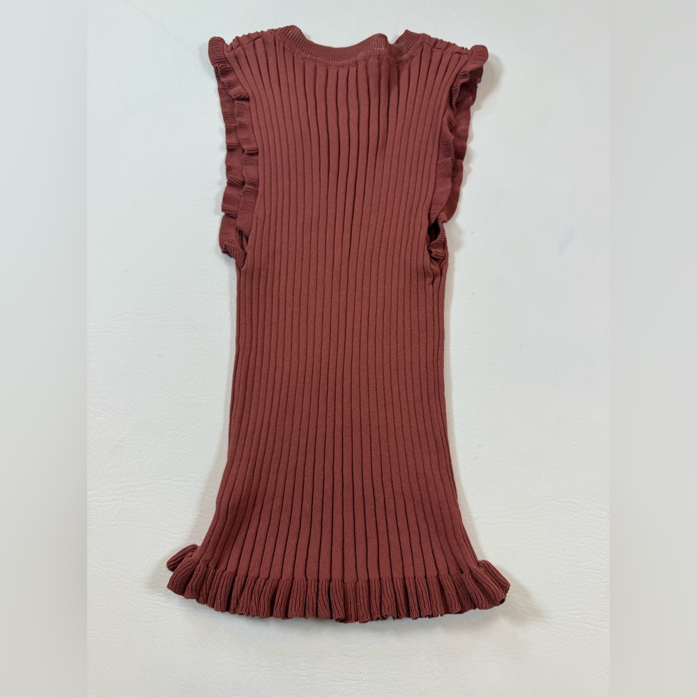 Hem and Thread Ribbed Sleeveless Sweater S Pink Lettuce Ruffle Edge (bin FF) - Picture 2 of 6